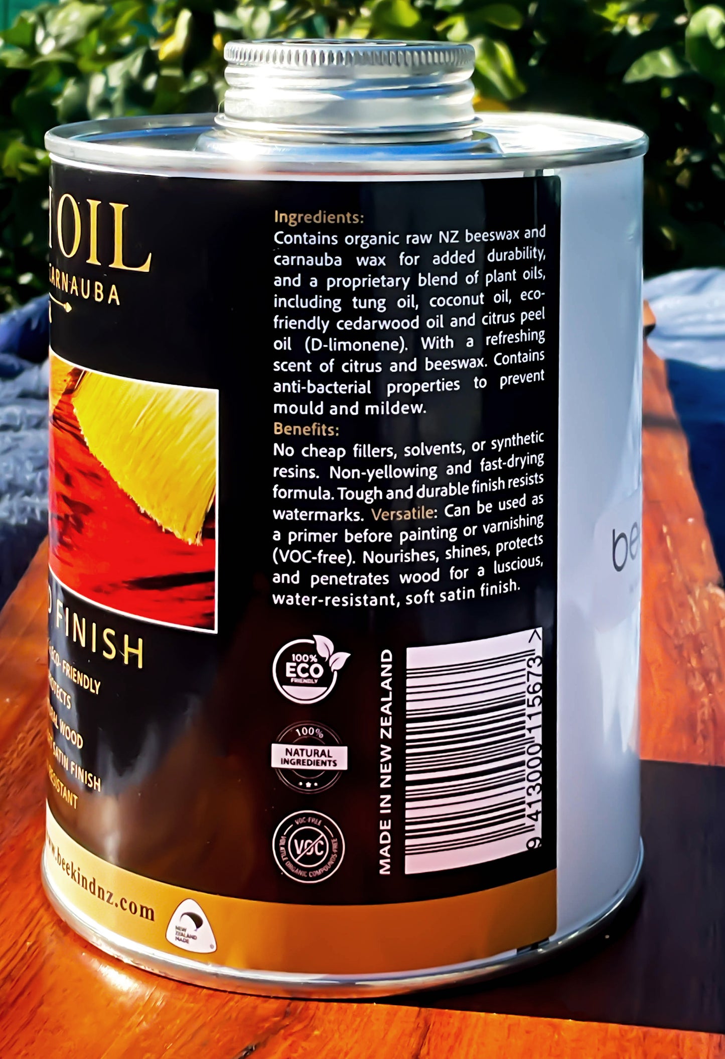 Bee Kind™ Danish Wood Oil – Beeswax & Carnauba Wax Finish