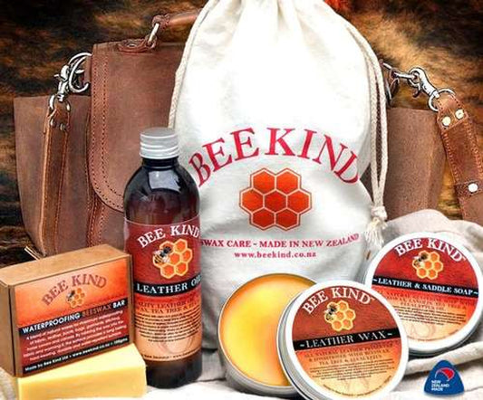 Bee Kind™ Beeswax Leather Care Kit – Natural Leather Cleaner, Conditioner & Protector